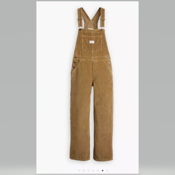 Levis Premium Baggy Corduroy Women's Overalls in Ermine Tan NWT - Picture 6 of 10